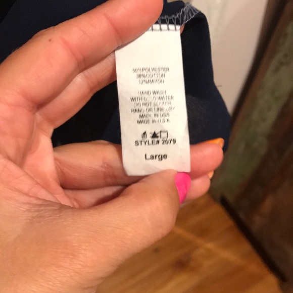 Loose fit blue tank with white & blue sheer bottom - Picture 6 of 6